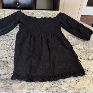 Elegant Black Smocked Dress